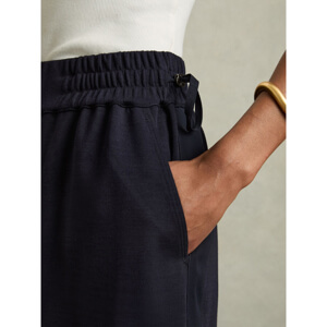 REISS NORA Wool Blend Ruched Jersey Midi Skirt